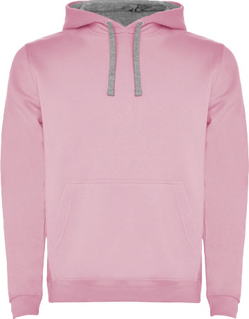 Sweat à capuche Homme 280gr à personnaliser Urban ROLY Rose clair et Gris chiné